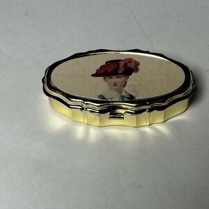 NWOT 3 small metal sewing kits. Woman with hat on top of kit. Perfect for gifts!